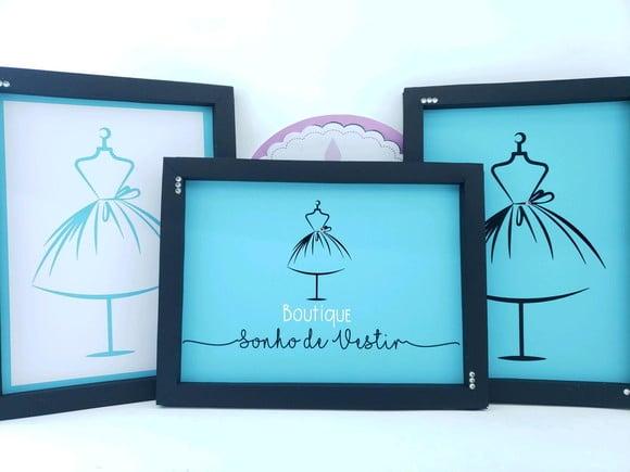 Trio de Quadros de Papel com Logo Empresa