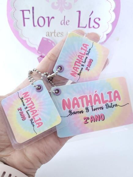 Trio Chaveiro Escolar Tie Dye para Mochila Lancheira Estojo
