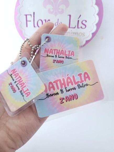 Trio Chaveiro Escolar Tie Dye para Mochila Lancheira Estojo