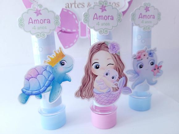 Tubete Fundo do Mar Aquarela Personalizado Sereia