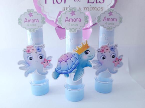 Tubete Personalizado Animais do Fundo do Mar Aquarela Festa