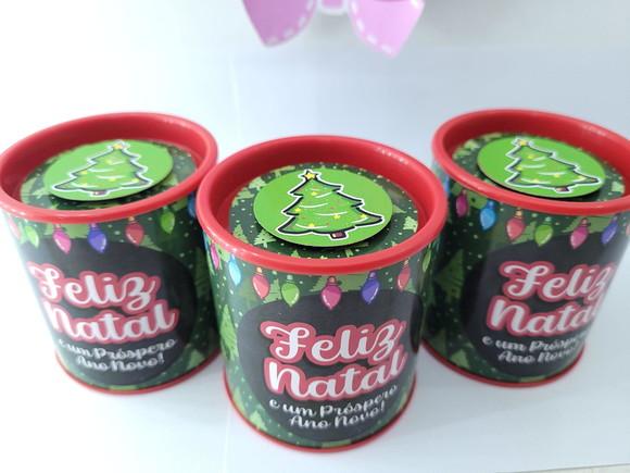 Tubo Lata Lembrancinha de Natal Personalizada Brinde Empresa