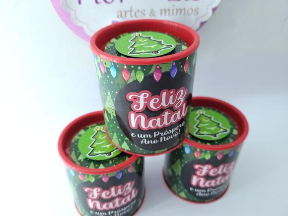 Tubo Lata Lembrancinha de Natal Personalizada Brinde Empresa