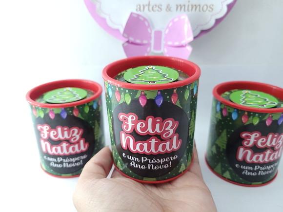 Tubo Lata Lembrancinha de Natal Personalizada Brinde Empresa