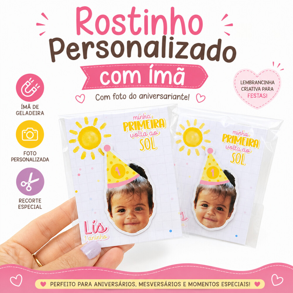 Lembrancinha Imã de Geladeira Personalizado Raio de Sol Menina R