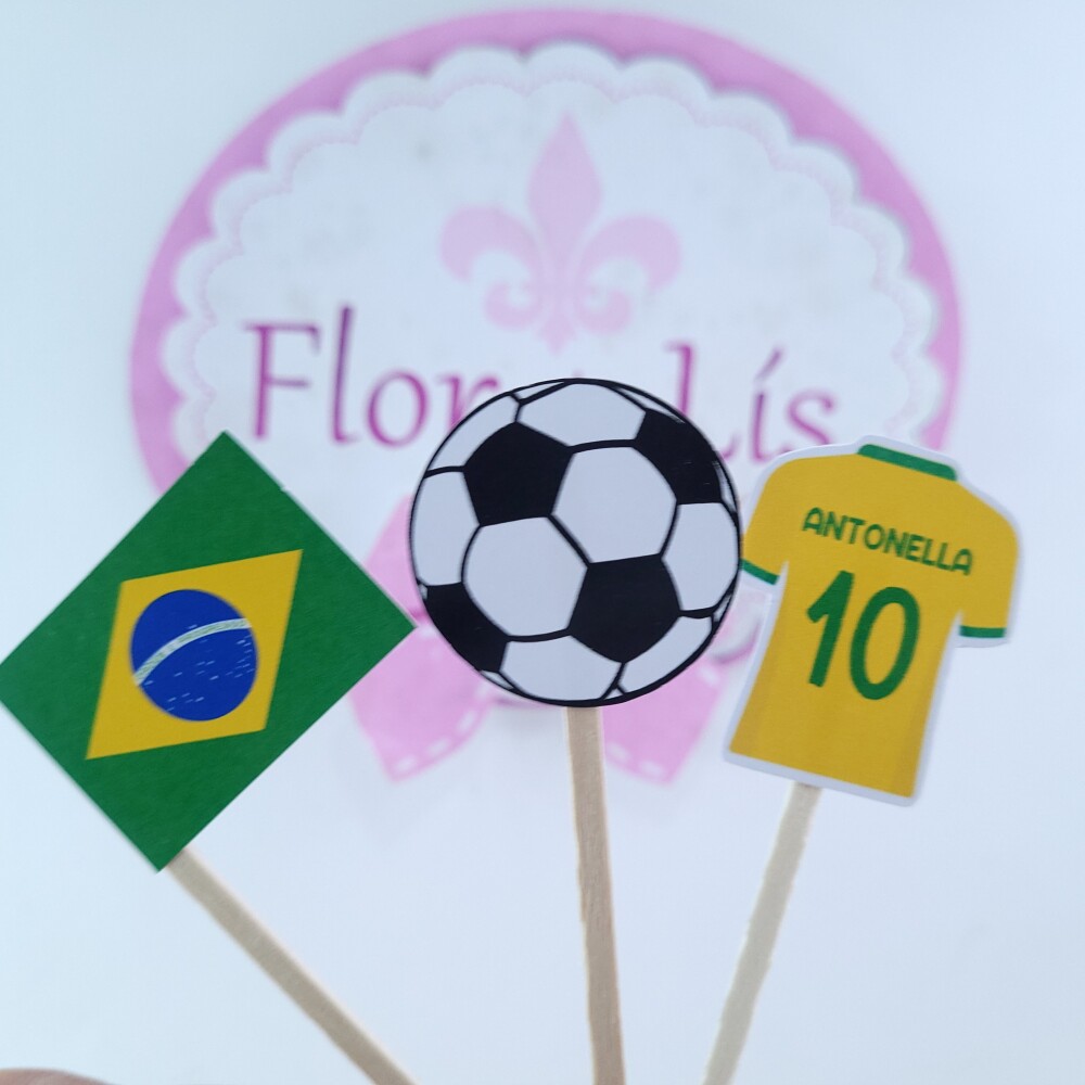 Toppers Docinhos e Petiscos Futebol Brasil Hexa