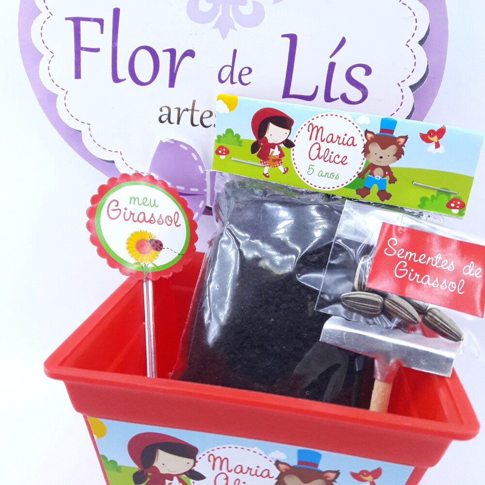 Kit Jardim Ecológico Chapeuzinho Vermelho para Lembrancinha de A