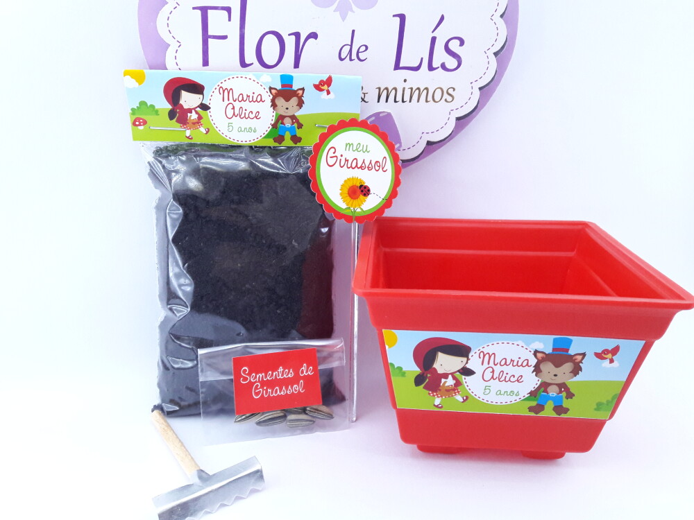 Kit Jardim Ecológico Chapeuzinho Vermelho para Lembrancinha de A