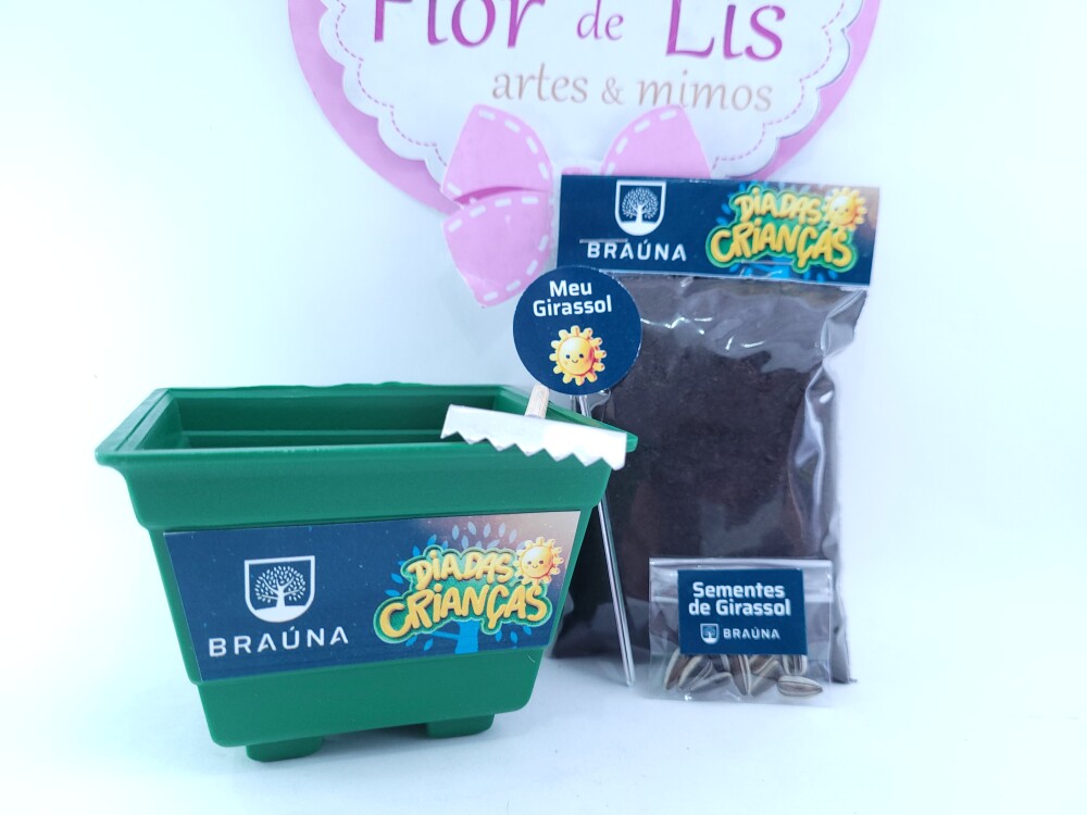 Kit Ecológico Vamos Plantar Brinde Logo Empresa Girassol