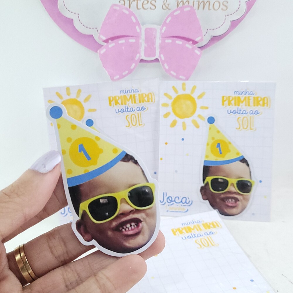 Lembrancinha Volta ao Sol Imã de Geladeira Personalizado Menino 