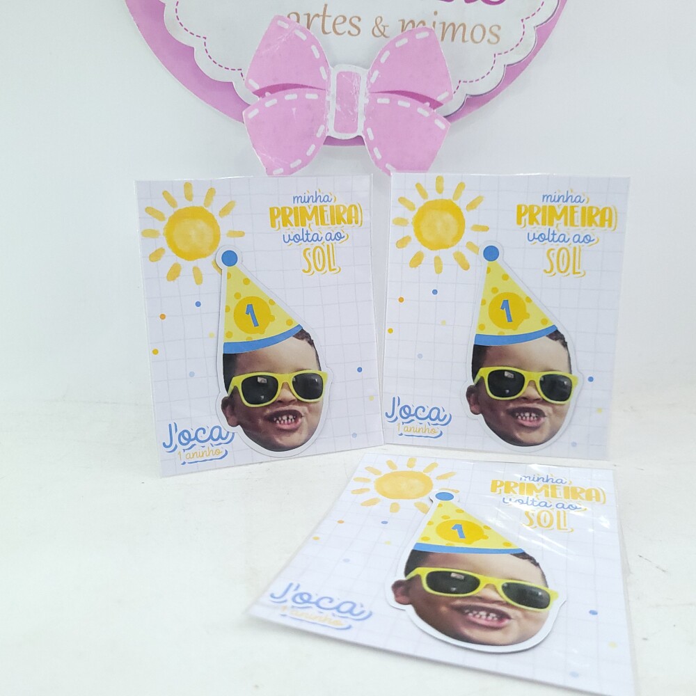 Lembrancinha Volta ao Sol Imã de Geladeira Personalizado Menino 
