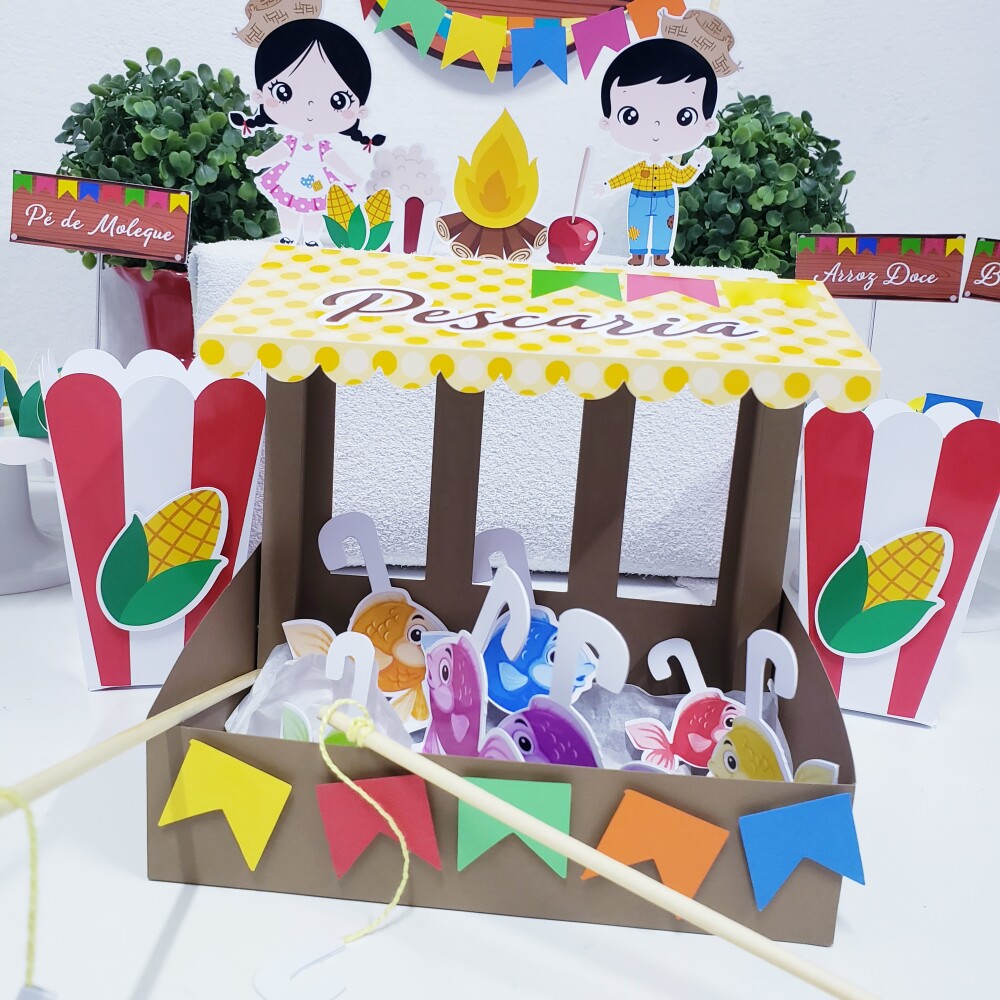 Kit Festa Junina em Casa Arraiá Personalizado Pescaria