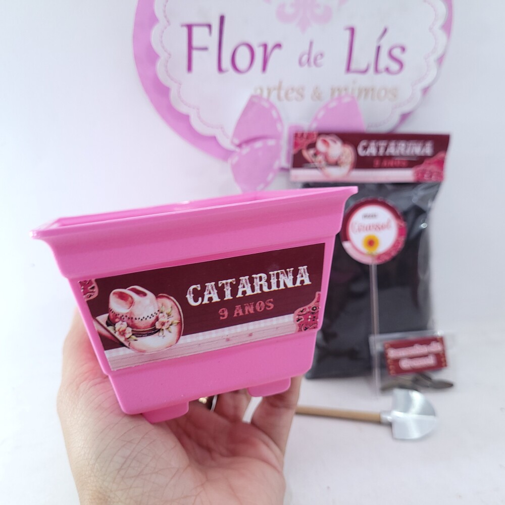 Kit Plantio Festa Boiadeira Lembrancinha Fazendinha Rosa