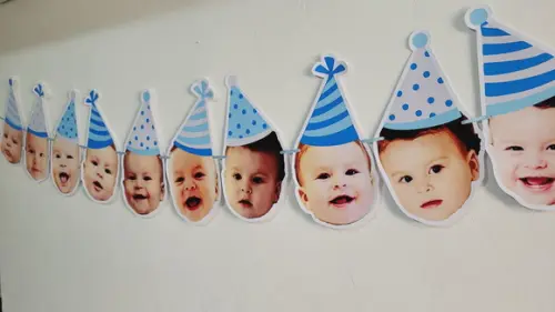 Varal Decorativo com Foto Rostinho do Bebê Aniversário
