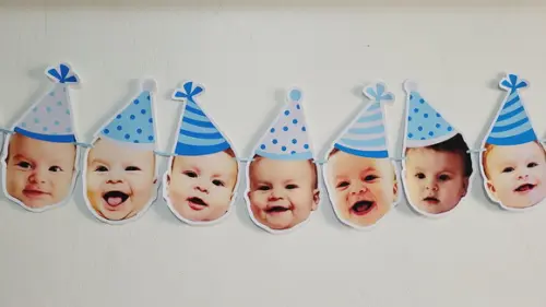 Varal Decorativo com Foto Rostinho do Bebê Aniversário