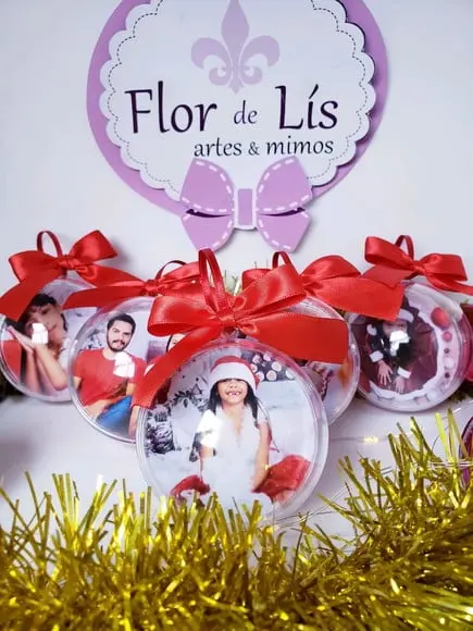 Bola de Natal Personalizada com Foto Decoração Árvore