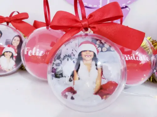 Bola de Natal Personalizada com Foto Decoração Árvore
