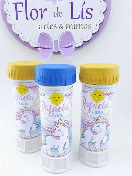 Bolha de Sabão Personalizado Unicórnio Menina