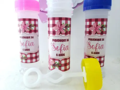 Bolha de Sabão Picnic Menina Xadrez