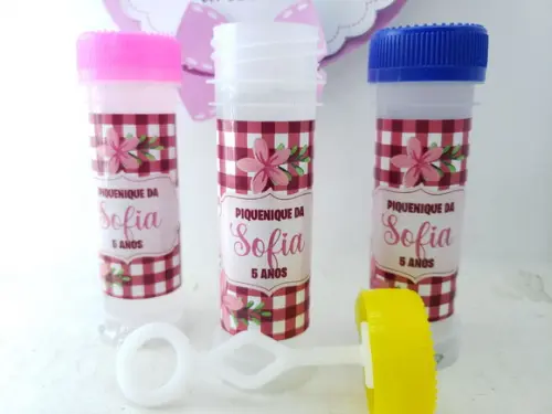 Bolha de Sabão Picnic Menina Xadrez