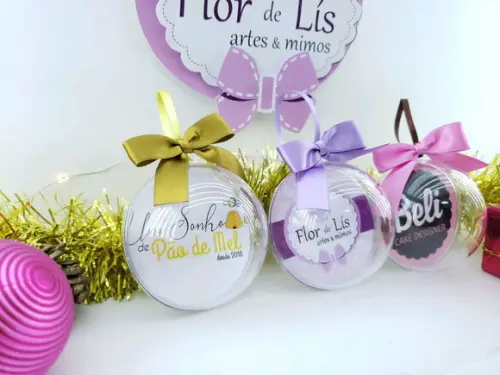 Bolinha de Árvore de Natal Empresa com Logo Personalizada