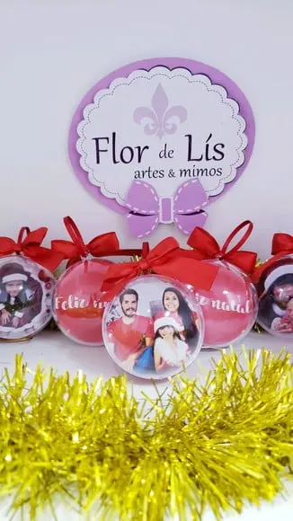 Bolinha de Árvore de Natal Personalizada com Foto Natalina