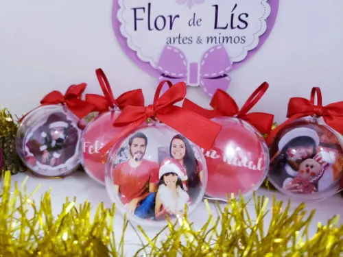 Bolinha de Árvore de Natal Personalizada com Foto Natalina