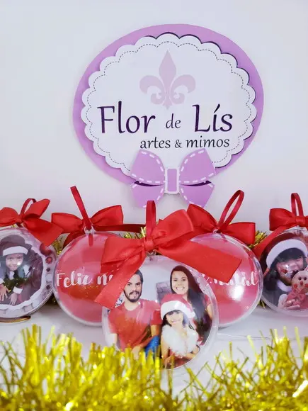 Bolinha de Árvore de Natal Personalizada com Foto Natalina