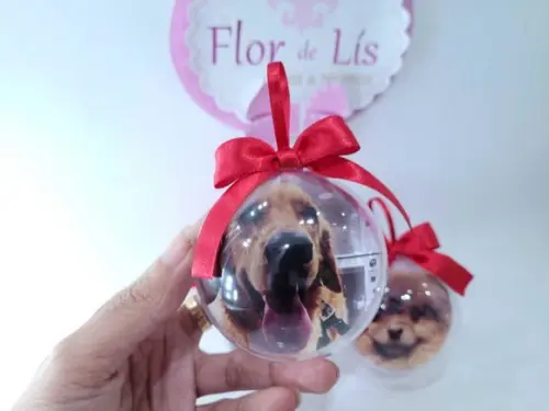 Bolinha de Natal com Foto Pet