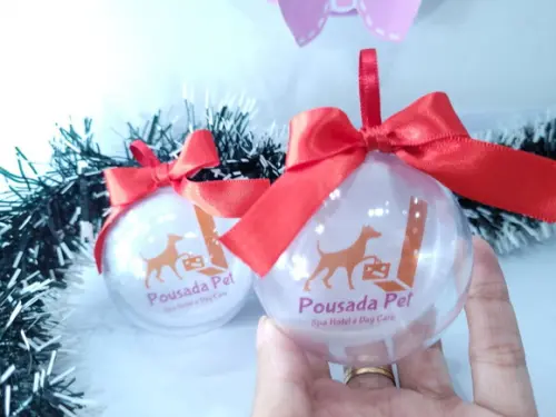 Bolinha de Árvore de Natal Petshop Personalizada com Logo