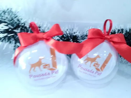 Bolinha de Natal Empresa com Logo Petshop Personalizada