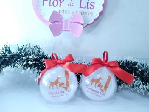 Bolinha de Natal Empresa com Logo Petshop Personalizada