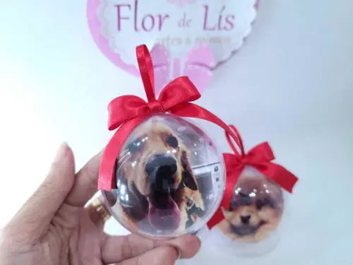 Bolinha de Natal com Foto Pet