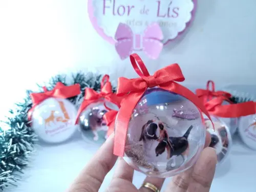 Bolinha de Natal Pet Personalizada com Foto do Seu Bichinho