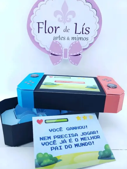 Caixa Dia dos Pais Gamer para 6 Docinhos Video Game Presente