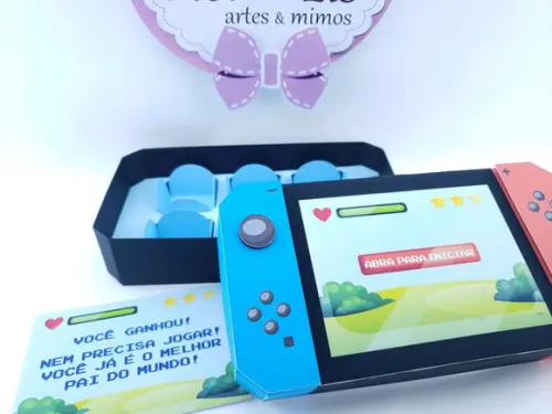 Caixa Dia dos Pais Gamer para 6 Docinhos Video Game Presente