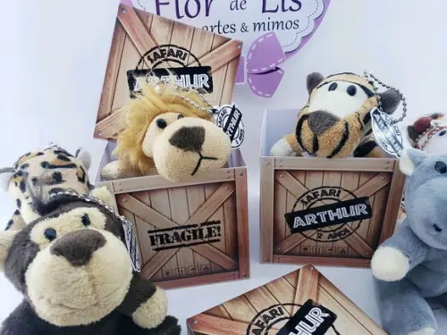 Caixa Exportação para Animais Pelúcia Lembrancinha Safari