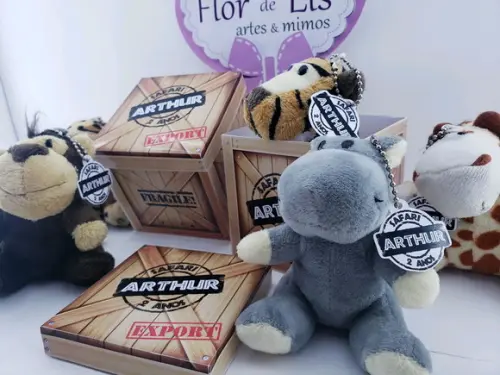 Caixa Exportação para Animais Pelúcia Lembrancinha Safari