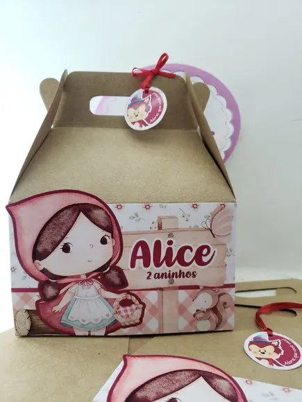 Caixa Lanche Maleta Grande Chapeuzinho Vermelho Aquarela