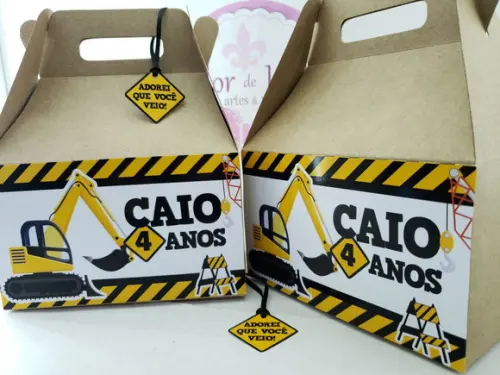 Caixa Lanche Maleta Grande Tratores e Obras