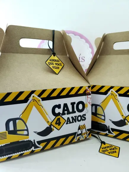 Caixa Lanche Maleta Grande Tratores e Obras
