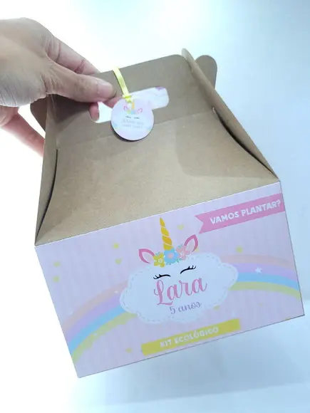 Caixa Lanche Unicórnio Maleta Grande para Lembrancinha