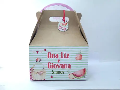 Caixa Maleta para Lanche e Piquenique Grande com Tag