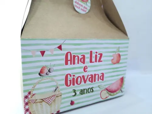 Caixa Maleta para Lanche e Piquenique Grande com Tag