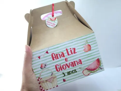 Caixa Maleta para Lanche e Piquenique Grande com Tag