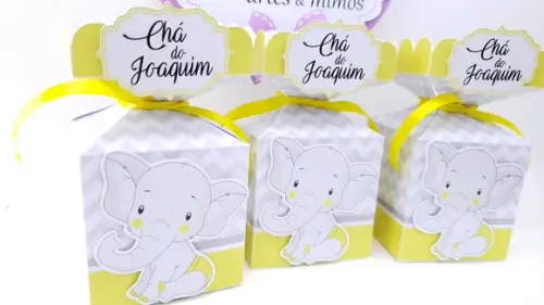 Caixa Meia Bala Chá de Bebê Elefantinho