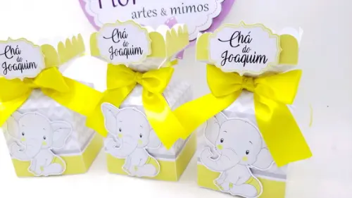 Caixa Meia Bala Chá de Bebê Elefantinho
