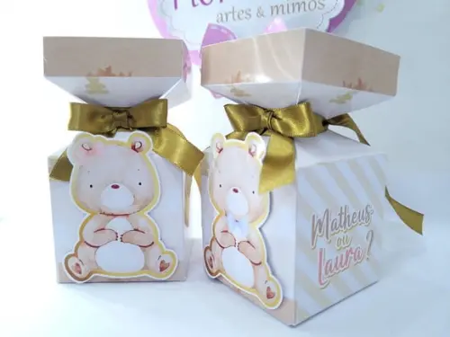 Caixa Meia Bala Chá Revelação Ursinhos Aquarela
