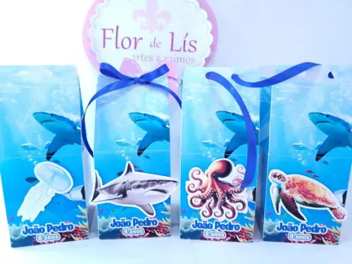 Caixa Milk Fundo do Mar Animais Realistas Lembrancinha