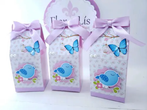 Caixa Milk Personalizada Jardim Encantado Passarinho e Borbo